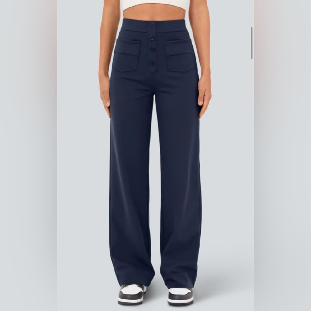 Halara -High Waisted Pockets Straight Leg Casual Pants